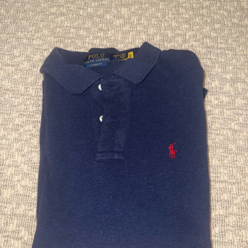 Ralph Lauren Dark Blue Polo with Red Logo long sleeve